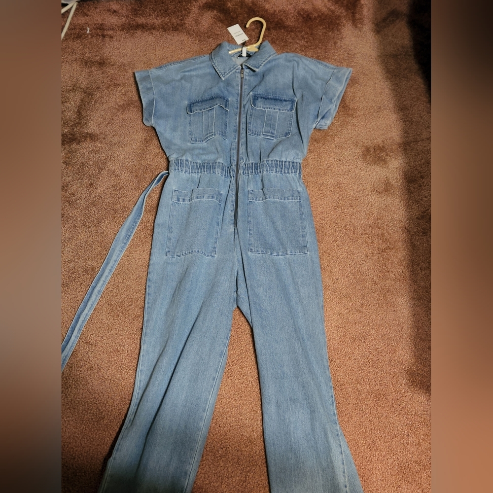 Express x ladygang denim jumpsuit